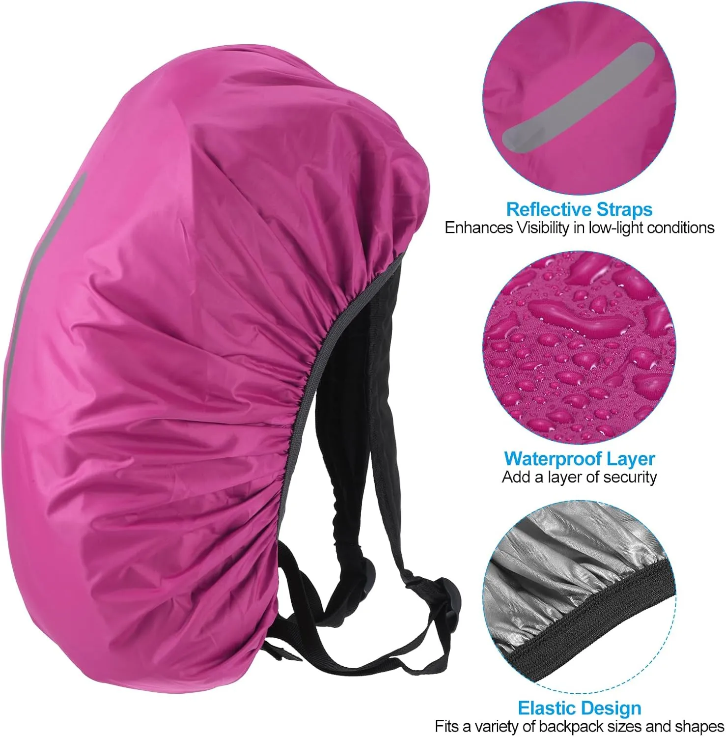 PATIKIL Waterproof Backpack Rain Cover, Non-Slip Backpack Cover with Vertical Reflective Strap Stay Dry for Hiking, Camping