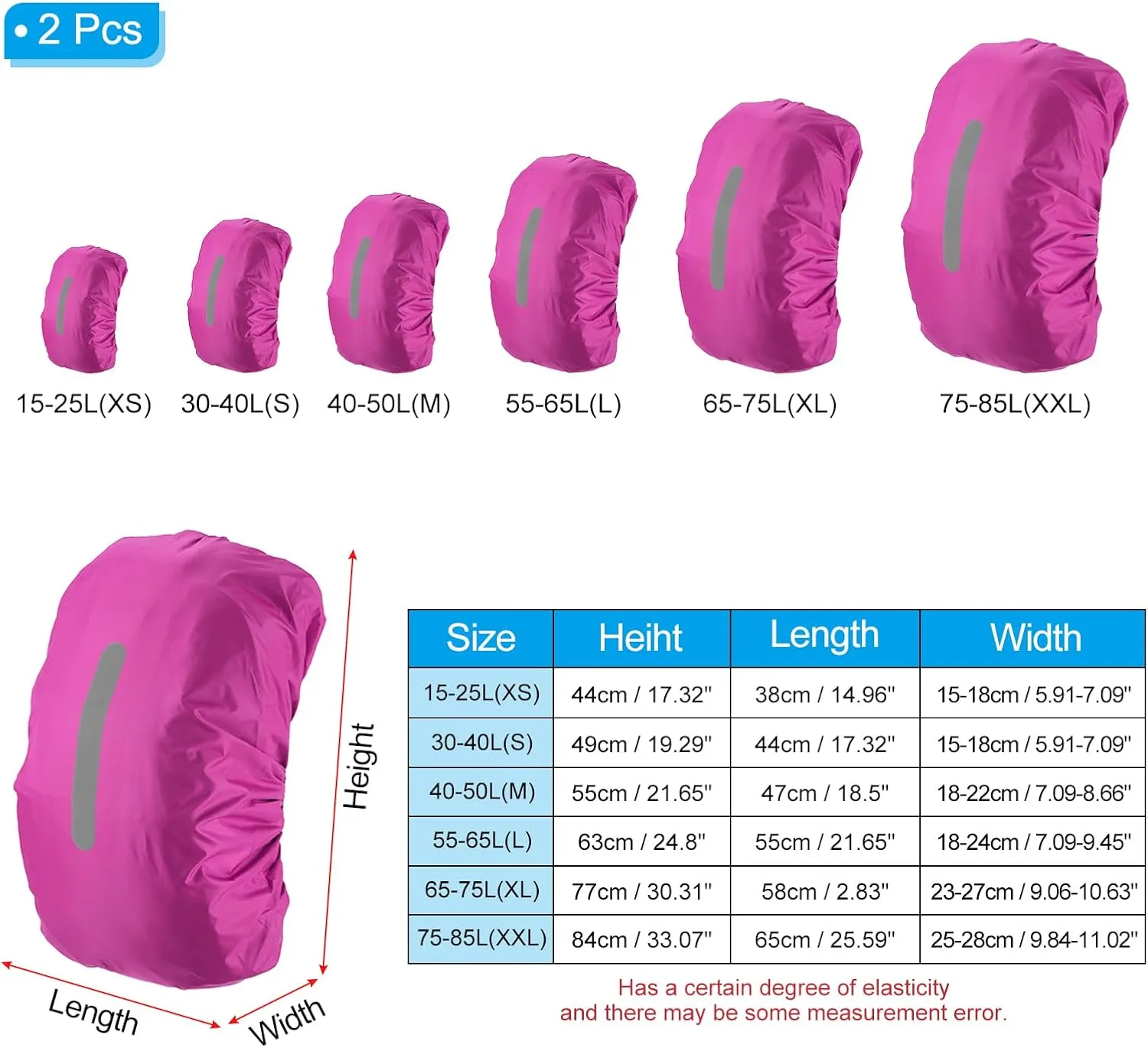 PATIKIL Waterproof Backpack Rain Cover, Non-Slip Backpack Cover with Vertical Reflective Strap Stay Dry for Hiking, Camping