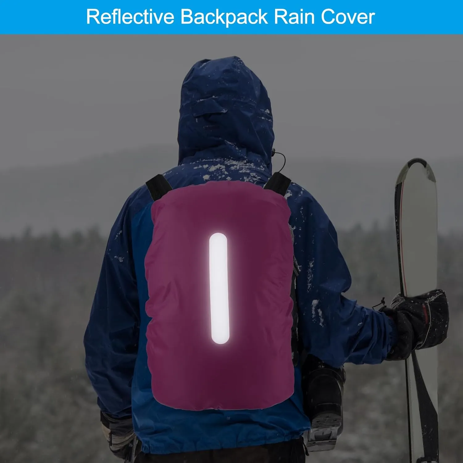 PATIKIL Waterproof Backpack Rain Cover, Non-Slip Backpack Cover with Vertical Reflective Strap Stay Dry for Hiking, Camping
