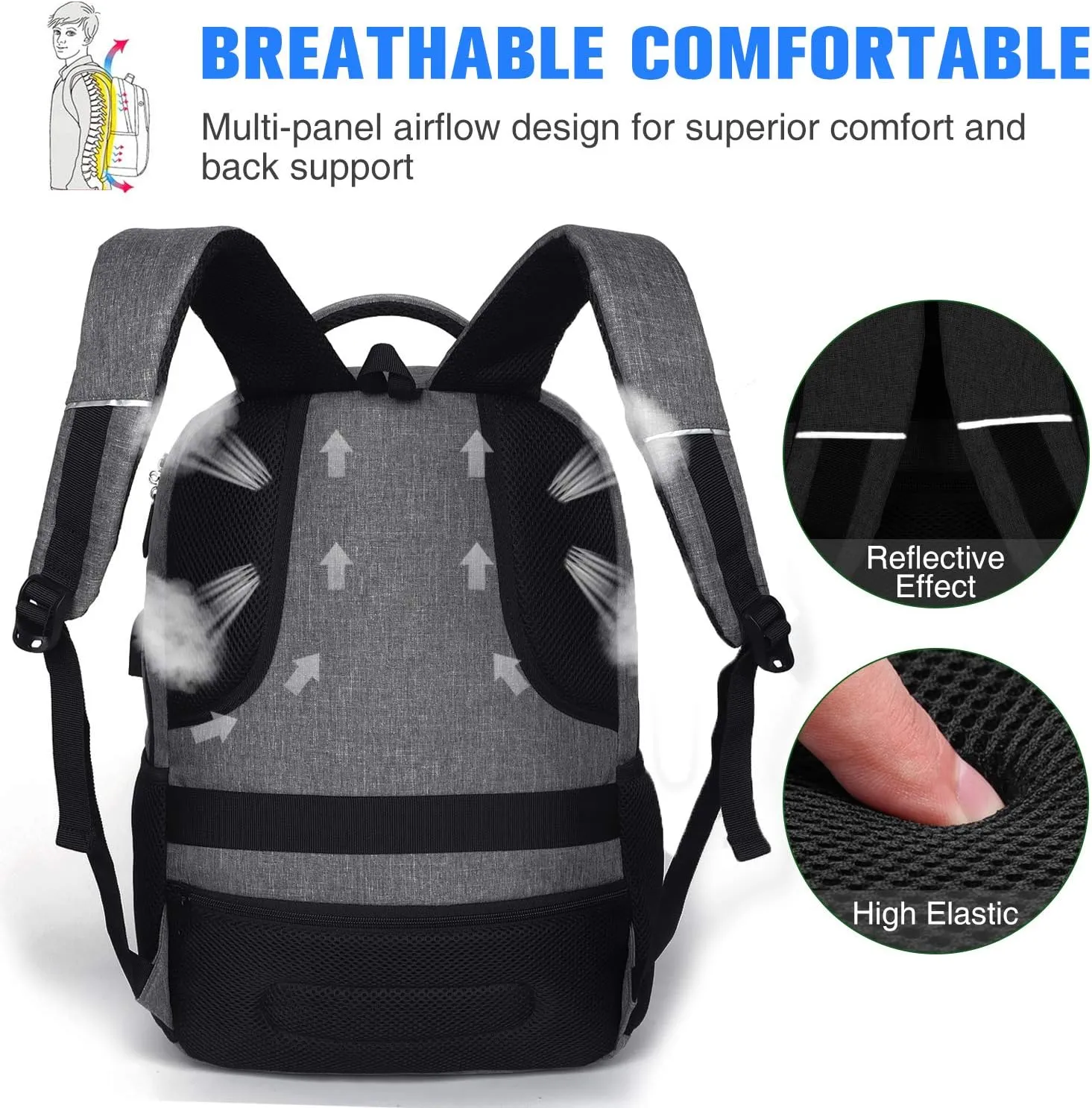 Paude Travel Backpack for Men and Women,17.3 inch School Backpack for Teens,Laptop Backpack with USB Charging port for Business College Trip
