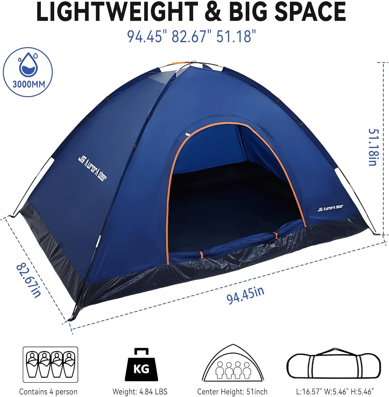 Person Tent Waterproof Windproof Family Tents Camping Tents Backpacking Tent for Portable Camping with Carry Bag