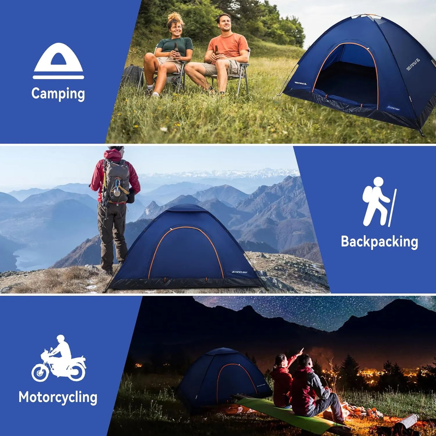 Person Tent Waterproof Windproof Family Tents Camping Tents Backpacking Tent for Portable Camping with Carry Bag