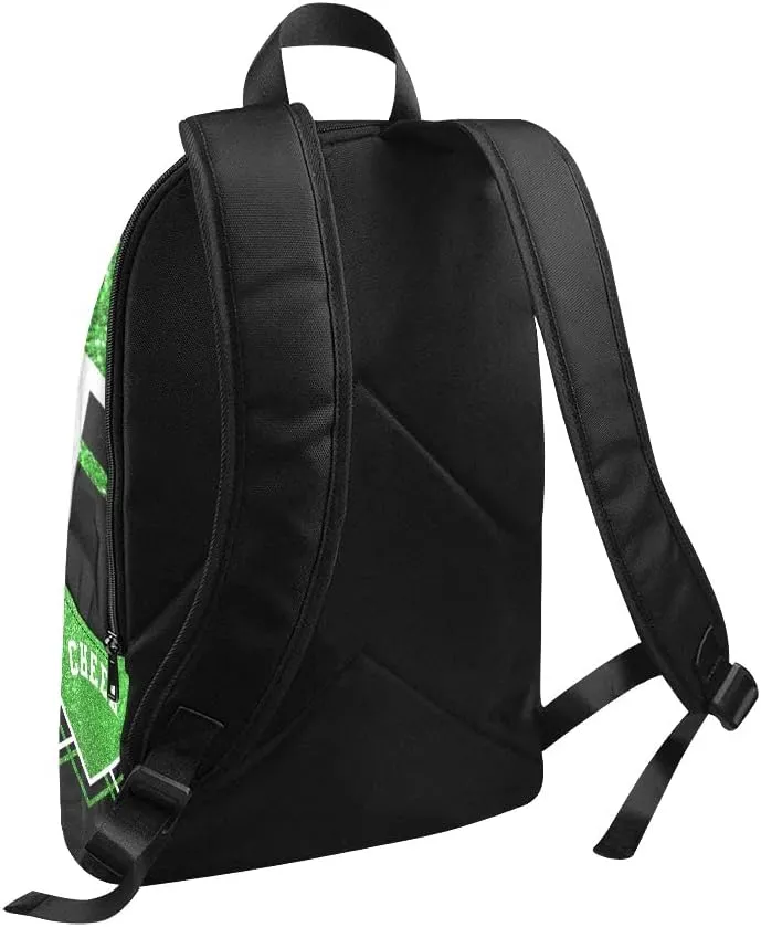 Personalized Cheerleader Green Print Backpack with Name Custom Travel Daypack Bag for Man Woman Gifts