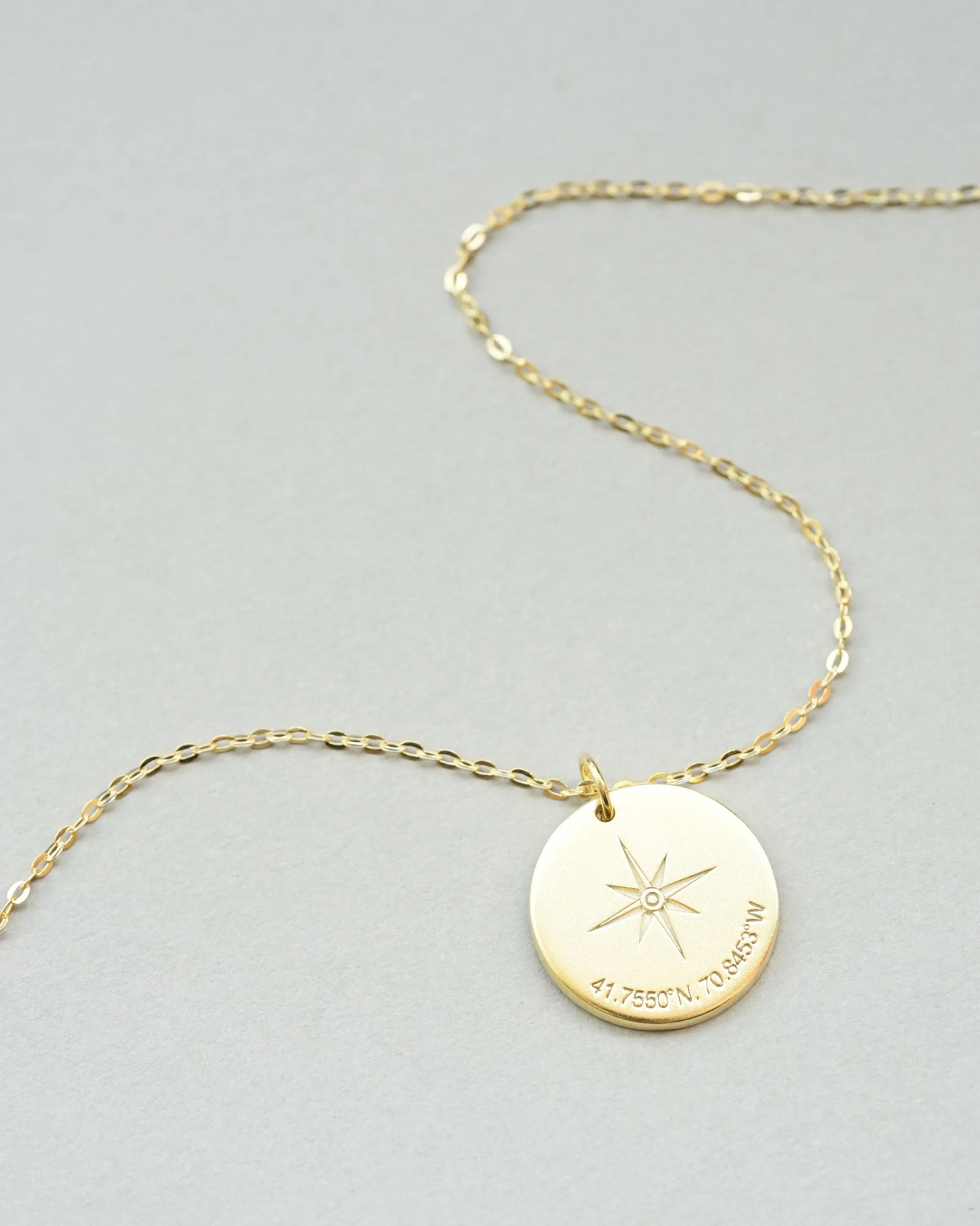 Personalized Compass and Coordinate Necklace