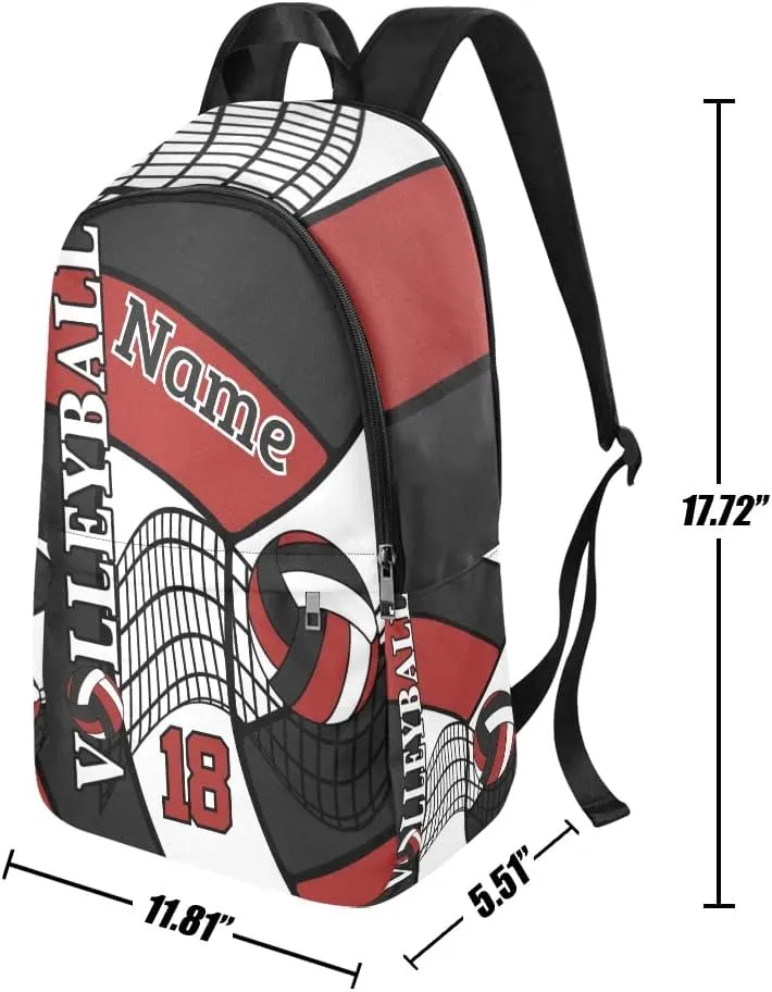 Personalized Volleyball Red White Black Backpack with Name Custom Travel Daypack Bag for Man Woman Gifts
