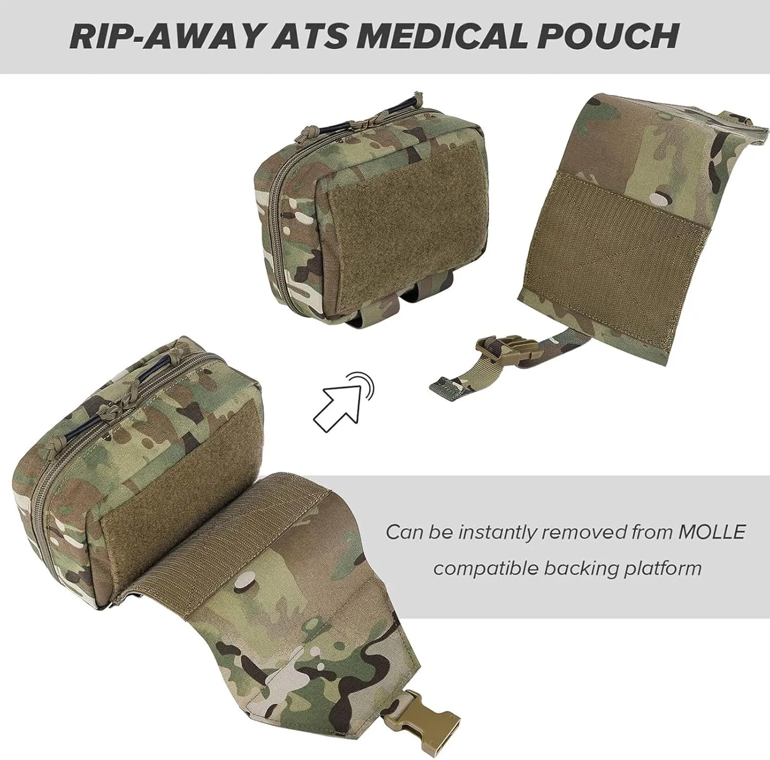PETAC GEAR Tactical Rip Away Medical Pouch Tear Off First Aid IFAK Pouch Molle & Belt Horizontal Outdoor Emergency Survival Bag …