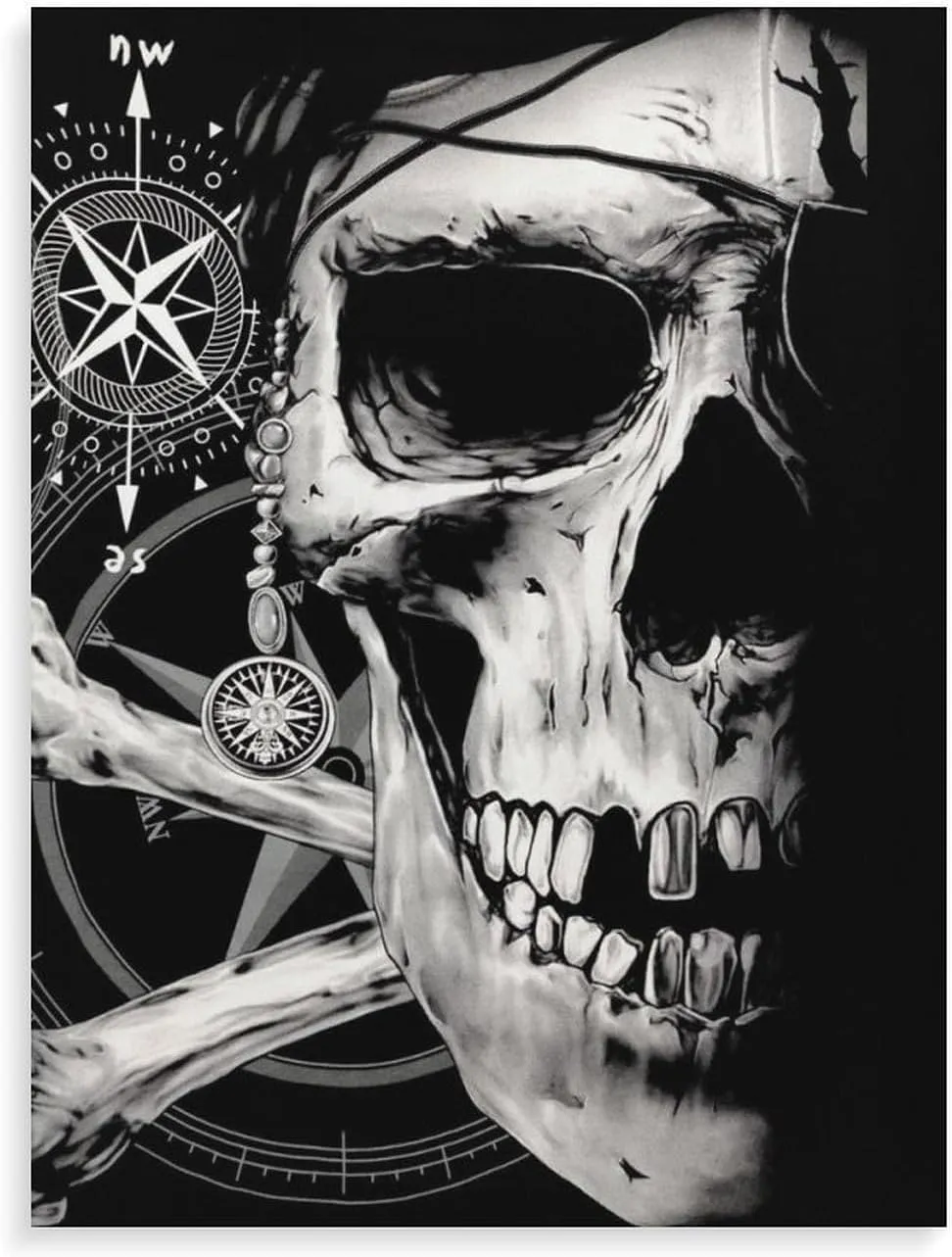 Pirate and Skull Compass Adult Paint by Number Kits Personalized Adults Digital Oil Painting Kits with Frame Creative Gift