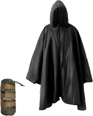 Plus Size Adult Rain Poncho with Hood and Zipper, Poncho Para Lluvia, Tactical Ponchos Adult For Camping, Hiking