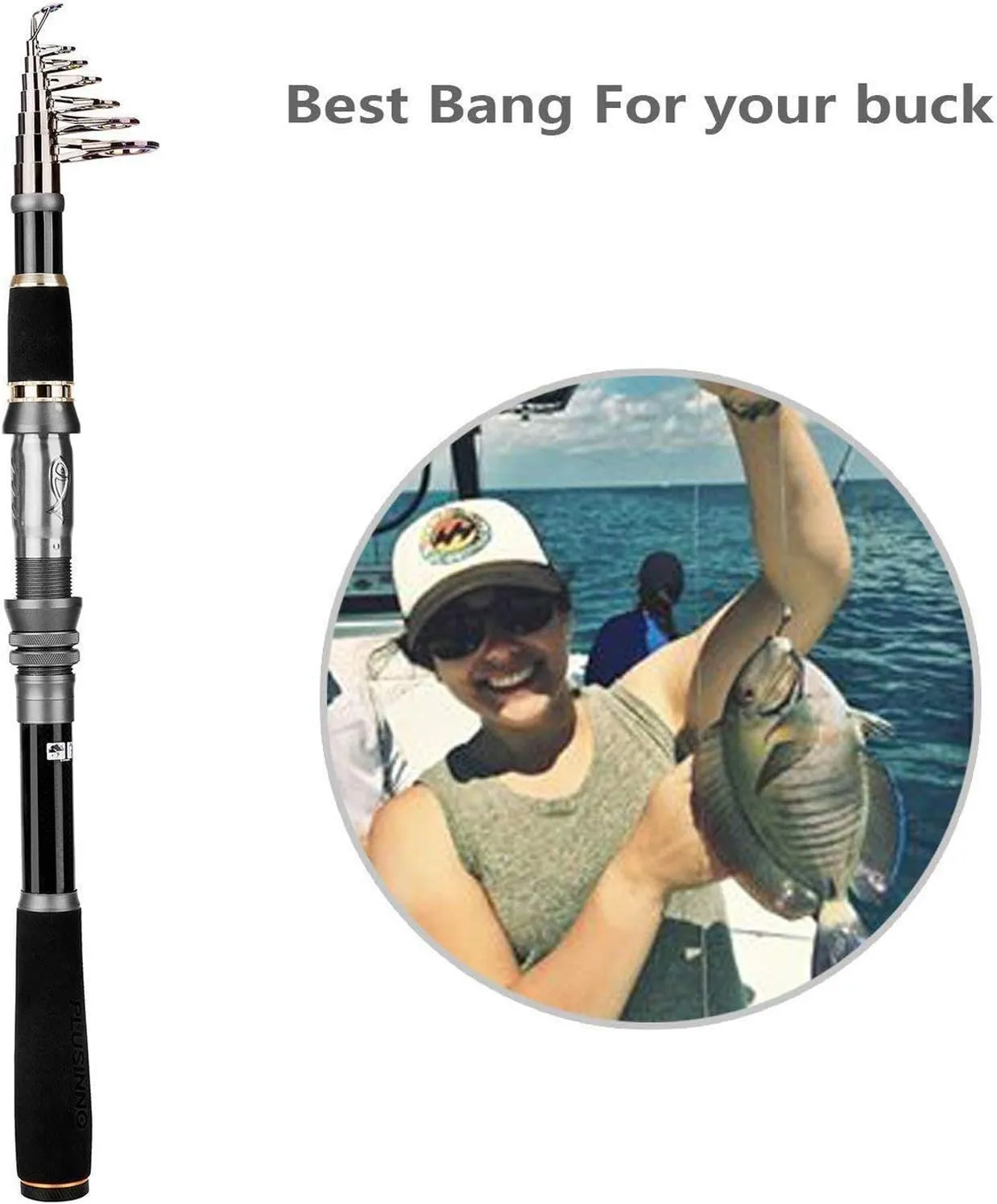 PLUSINNO Fishing Rod, Telescopic Fishing Rod and Reel Combo, Collapsible Travel Fishing Pole Rod Starter Kit, Carbon Fiber Fishing Rods and 12  1 Bearings Stainless Steel, Fishing Gifts for Men Adults