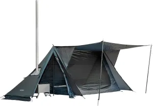 POMOLY Hot Tent Bushcraft Tent, STOVEHUT 20 Ultralight Shelter with 4 Poles for 1-2 Person Camping, Hiking, Backpacking (Blue Grey)