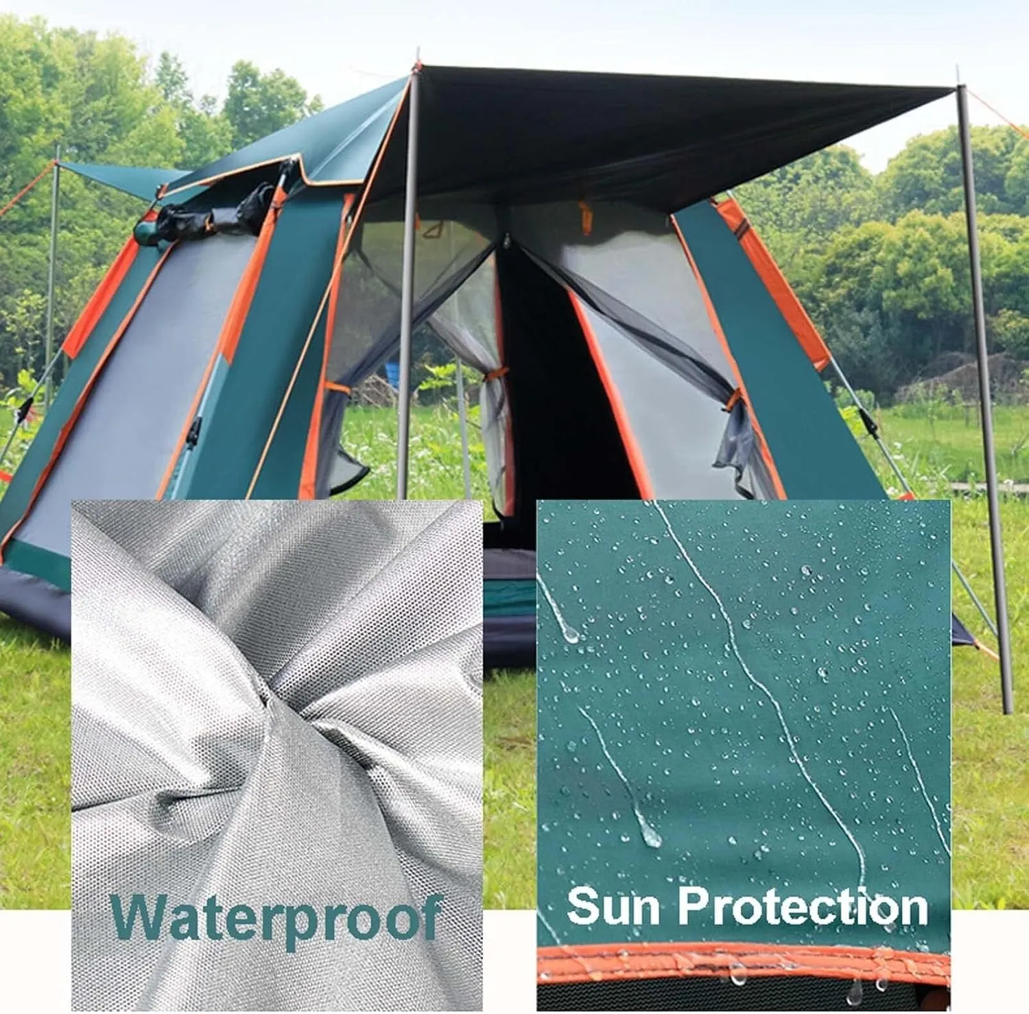 Pop Up Camping Tent 104x104x75 Inch, 2/4/6 Person Dome Tent, Waterproof & Windproof, Easy Setup with Double Layer, Lightweight Outdoor Tent for Backpacking, Hiking & Family Camping