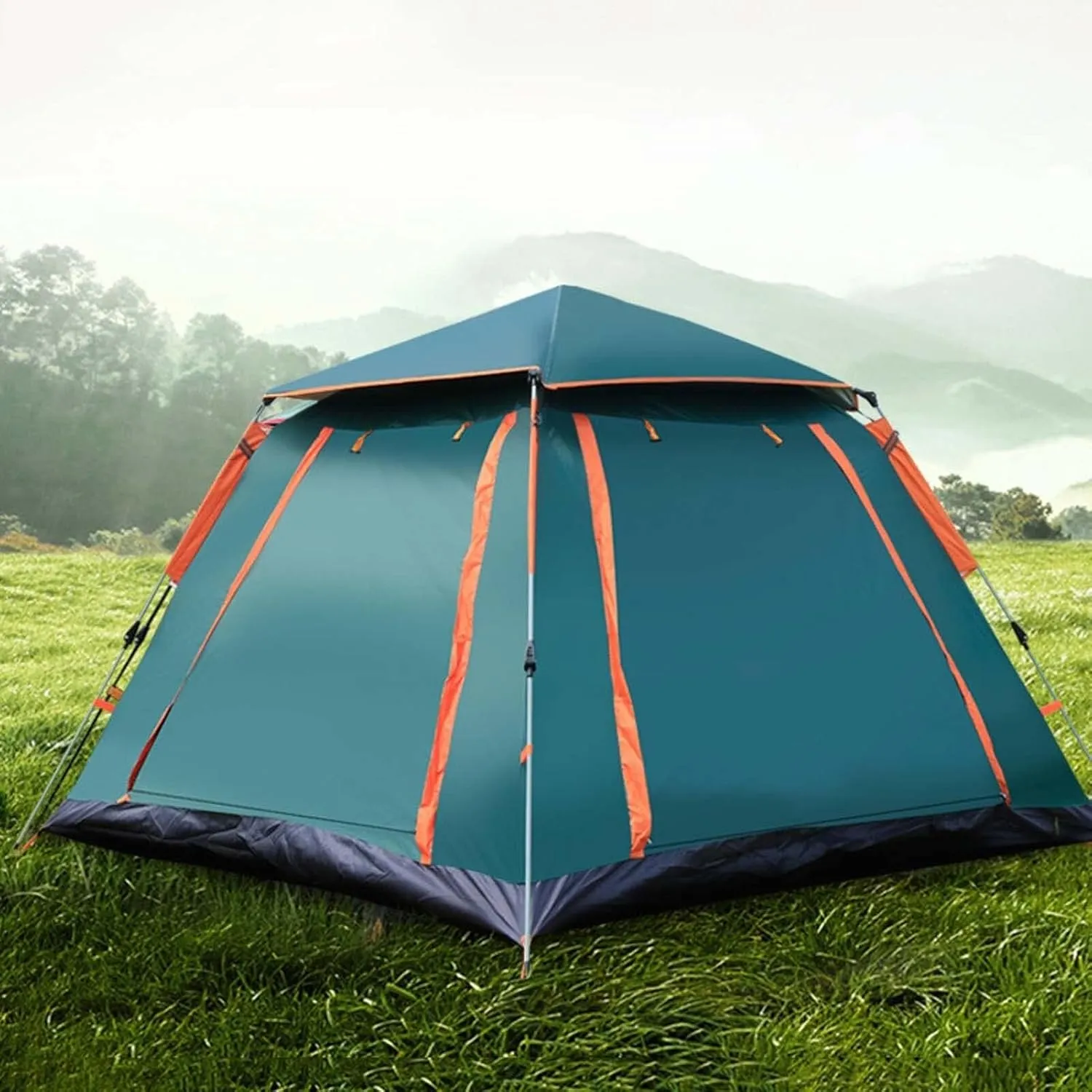 Pop Up Camping Tent 104x104x75 Inch, 2/4/6 Person Dome Tent, Waterproof & Windproof, Easy Setup with Double Layer, Lightweight Outdoor Tent for Backpacking, Hiking & Family Camping