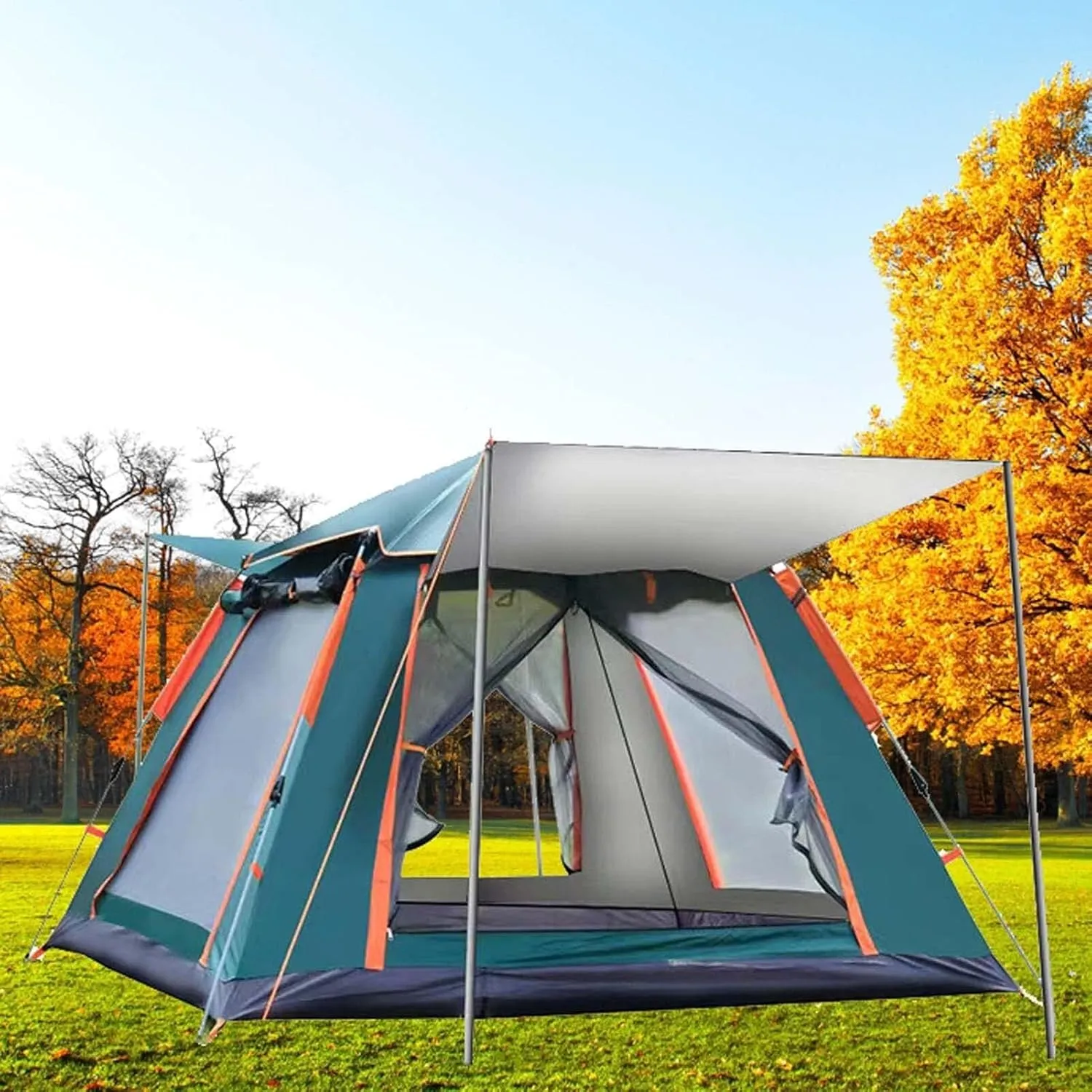 Pop Up Camping Tent 104x104x75 Inch, 2/4/6 Person Dome Tent, Waterproof & Windproof, Easy Setup with Double Layer, Lightweight Outdoor Tent for Backpacking, Hiking & Family Camping