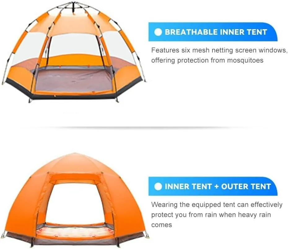Pop Up Tent Waterproof Two Layer Automatic Dome Tent Backpacking Tent for Over 8 People