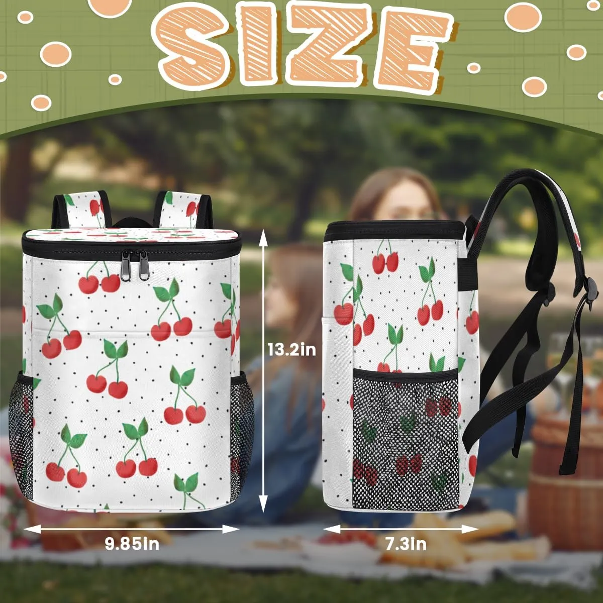 Poppy Daisy Flowers Camping Cooler Backpack Insulated Leak Proof Travel Cooler Bag Portable Lightweight Drink Beer Bag Waterproof Ice Chest Backpack for Men Women Beach Picnic Hiking