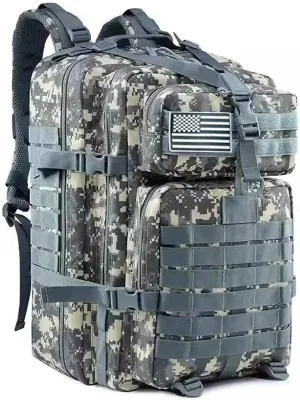 PORRASSO 45L Military Tactical Backpacks Trekking Rucksack Waterproof Outdoor Daypack 3 Day Bug Out Bag Durable Backpack for Survival Traveling Mountaining ACU Color