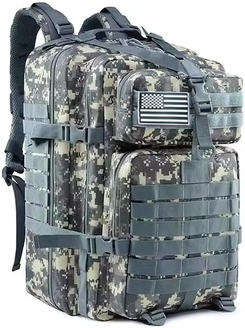 PORRASSO 45L Military Tactical Backpacks Trekking Rucksack Waterproof Outdoor Daypack 3 Day Bug Out Bag Durable Backpack for Survival Traveling Mountaining ACU Color