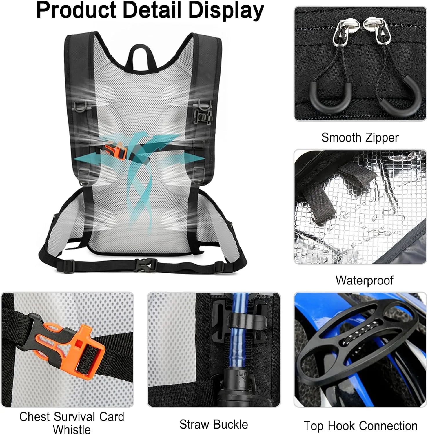PORRASSO Hiking Backpack 18L Waterproof Daypack Rucksack Lightweight Breathable Backpack for Women Men Trekking Cycling Climbing Outdoor Sports Dark Blue