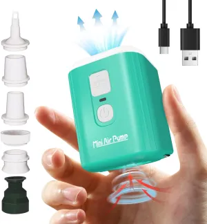 Portable Air Pump for Inflatables: Mini Air Pump with 1600mAh Battery & Camping Light - Rechargeable Electric Pump for Vacuum Storage Bags, Air Mattress, Swimming Ring, Pool Floats