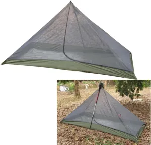 Portable Camping Pyramid Tent Ultralight Mesh Tent for Outdoor Backpacking Hiking Hunting