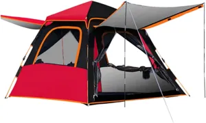 Portable Campitents Shelter Portable with Carry Bag Waterproof Hold 4-5 Persons Instant Setup Pop up Tent with Top Rainfly Doors Mesh Protection for Campihikimountaineering/Red/a