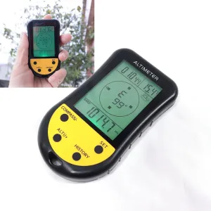 Portable Electronic Altimeter, Multifunction Compass Thermometer Weather Forecast Clock with Green Backlight, Temperature Measurement & Storage Capabilities for Outdoor Climbing Hiking