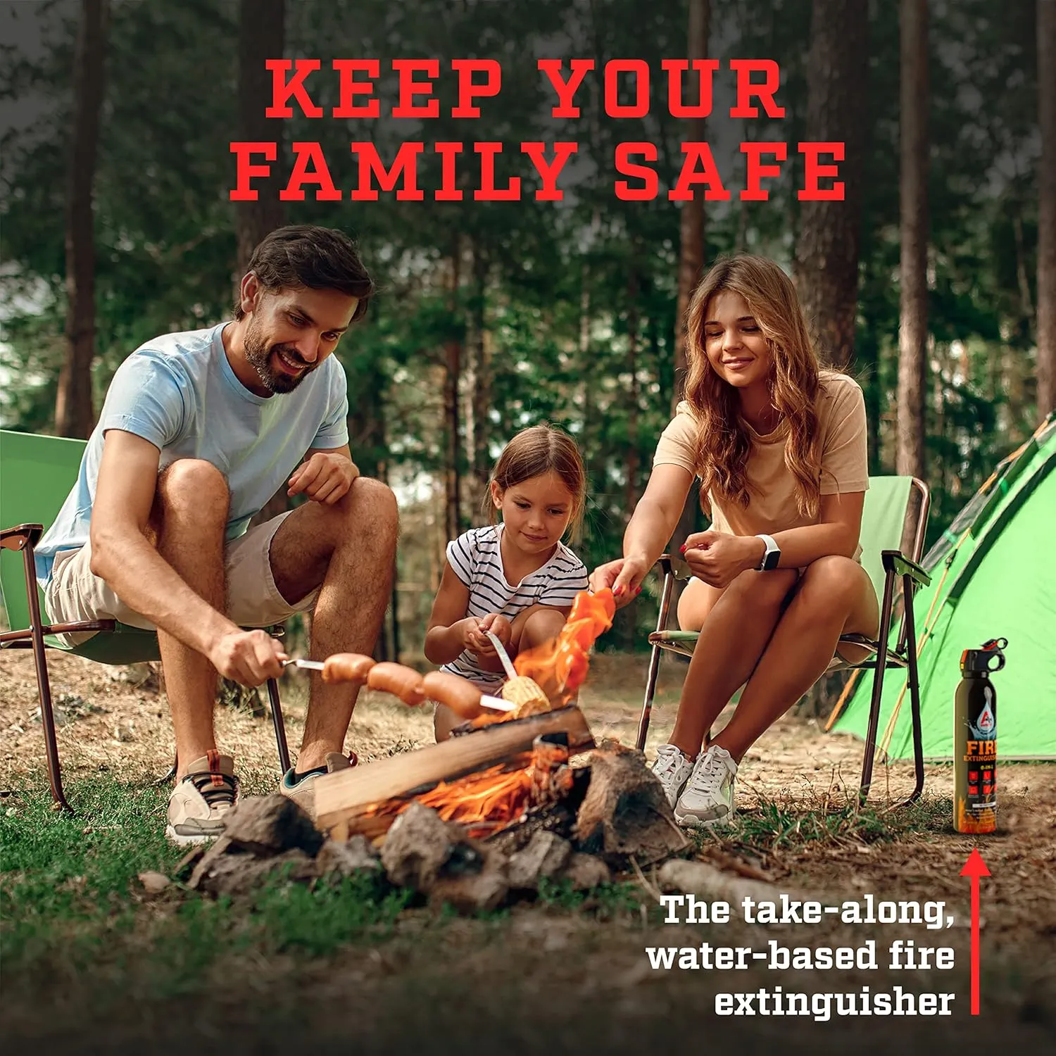 Portable Fire Extinguisher | 6-in-1 Small Fire Extinguisher for Home, Garage, Kitchen, Car | For Electric, Textile and Grease Fires | Non-Toxic, Easy Clean | Wall Mount Incl (4PK)