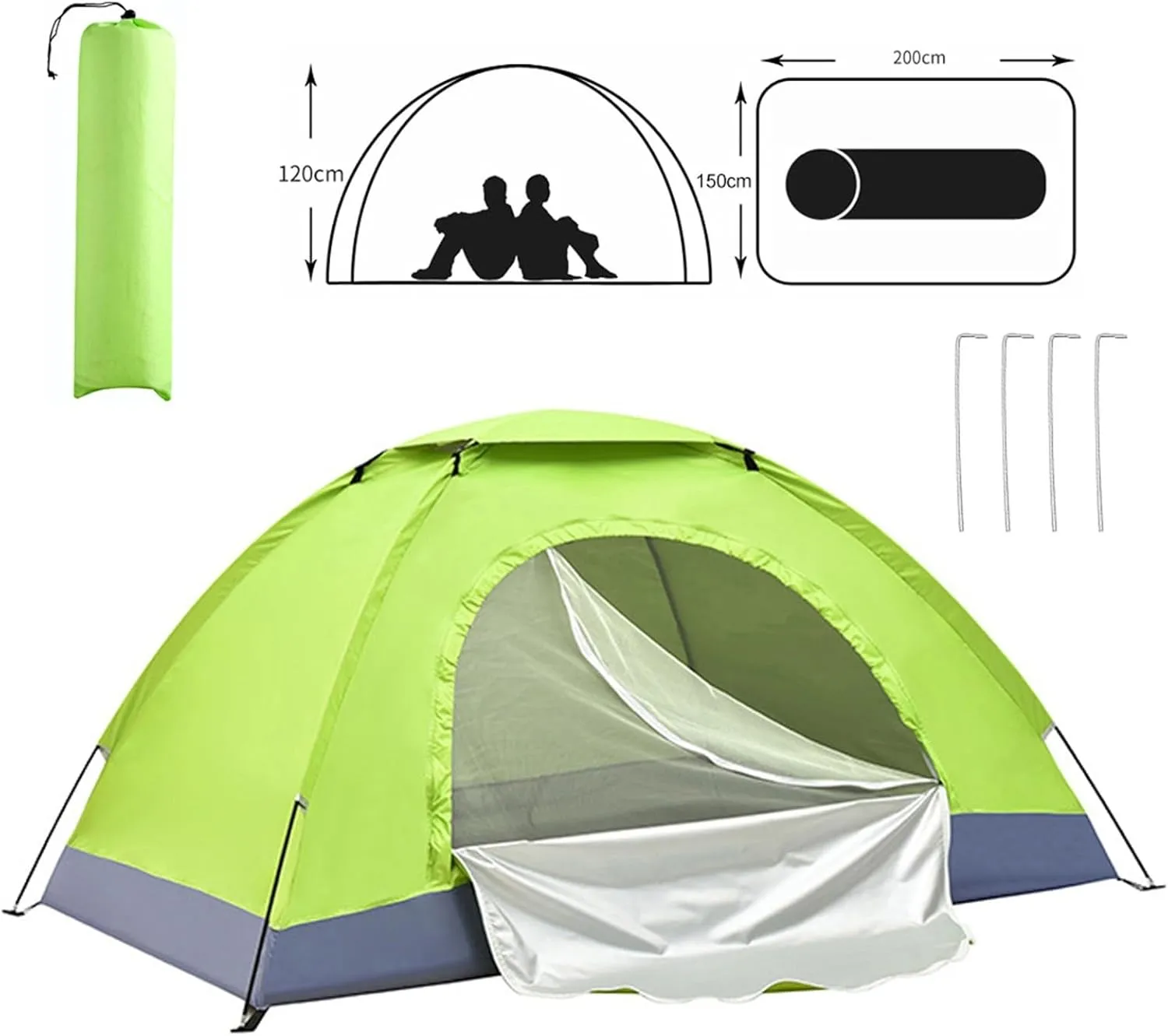 Portable Hiking Tent 1-2 Person, Lightweight Backpacking Shelter with Fiberglass Poles, Oxford Fabric for Outdoor Adventures