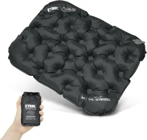 Portable Inflatable Seat Cushion, Lightweight Camping Air Sitting Pad with Storage bag and Repair Cloths, Waterproof Air Bleacher Seat Cushion for Climbing Hiking Office Airplane Car Stadium Seat