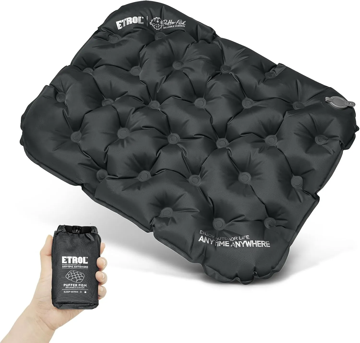Portable Inflatable Seat Cushion, Lightweight Camping Air Sitting Pad with Storage bag and Repair Cloths, Waterproof Air Bleacher Seat Cushion for Climbing Hiking Office Airplane Car Stadium Seat