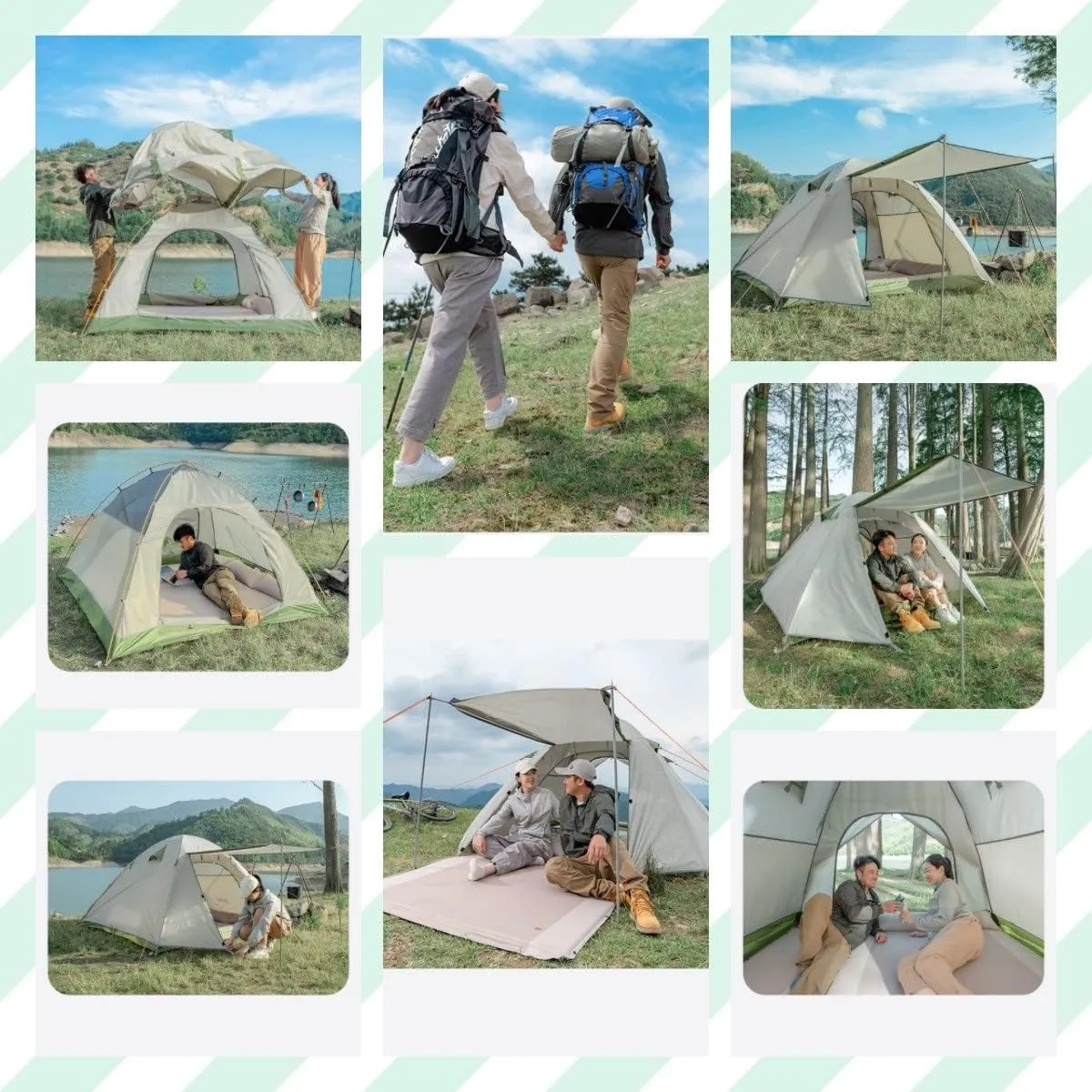 Portable Lightweight Backpackitent 2-3 Season Ultralight Waterproof Campitent, Large Size Easy Setup Tent for Family, Outdoor, Hikiand Mountaineering (a 2 Person)