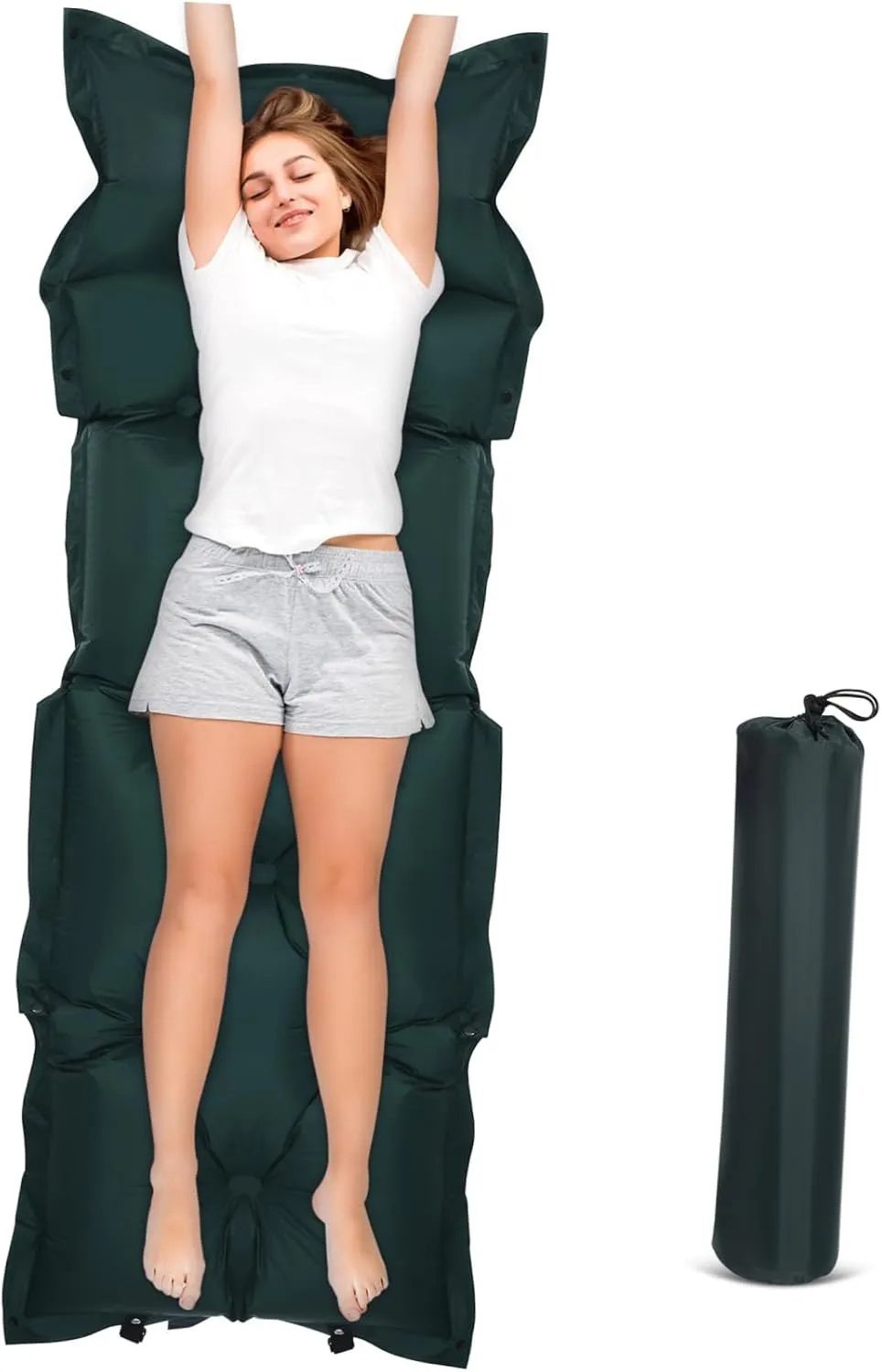 Portable Self Inflating Sleeping Pad for Camping Ultralight Inflatable Mat with Integrated Pillow Skin Friendly Surface for Hiking