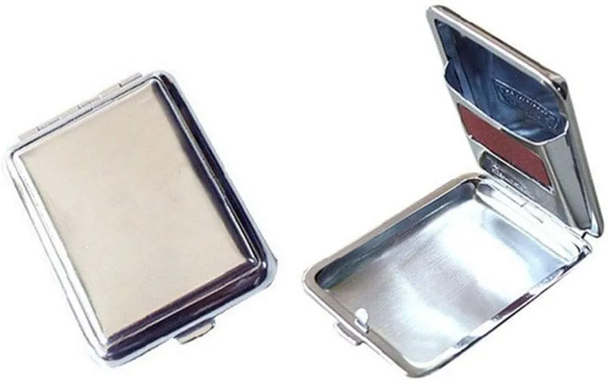 Portable Stainless Steel Matchboxes with Friction Plate,Mini One Button Waterproof Match Storage Case,Reusable Camping Outdoor Fire Starter