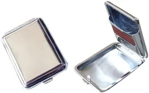 Portable Stainless Steel Matchboxes with Friction Plate,Mini One Button Waterproof Match Storage Case,Reusable Camping Outdoor Fire Starter