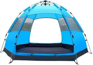 Portable Tent, Camping Tent 4 People, Waterproof and Windproof Family Tents for Camping, Outdoor & Travel, Easy Setup Removable Rainfly, Blue
