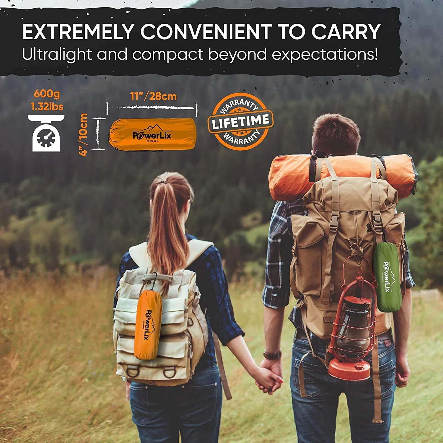 POWERLIX Sleeping Pad - Ultralight Inflatable Sleeping Mat, Ultimate for Camping, Backpacking, Hiking - Airpad, Inflating Bag, Carry Bag, Repair Kit - Compact & Lightweight Air Mattress