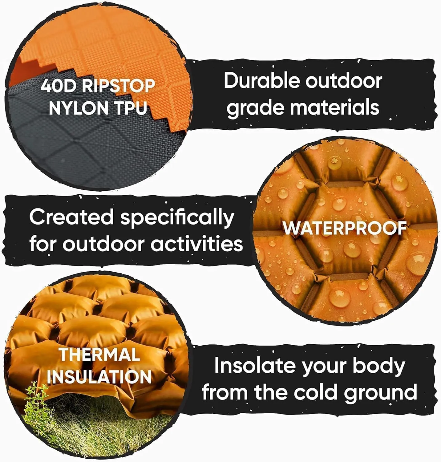 POWERLIX Ultralight Inflatable Camping Sleeping Pad - Backpacking Camping Mat, Lightweight Camping Air Mattress Sleep Pad for Hiking, Traveling, Inflation Hand Pump Bag/Repair Kit Included