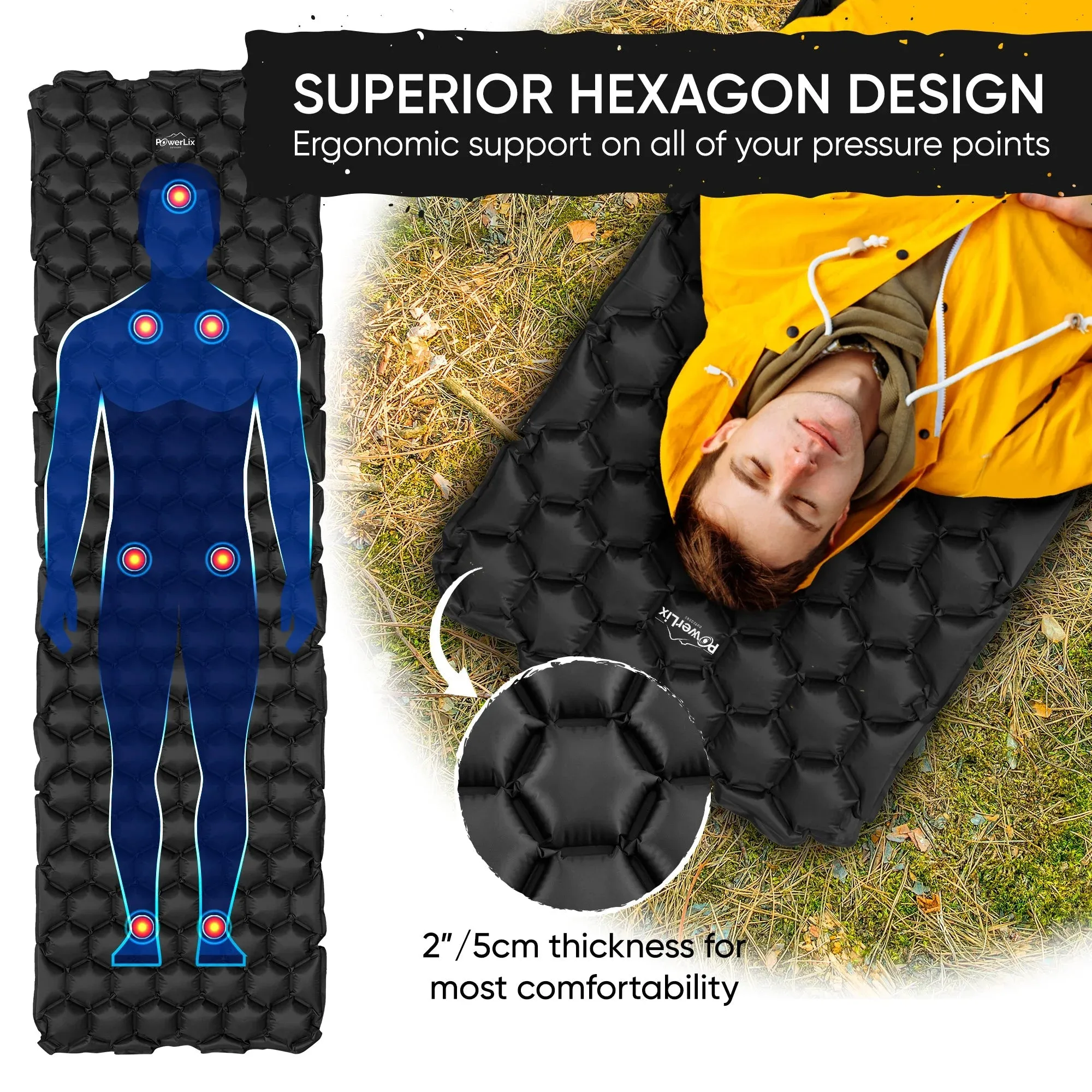 PowerLix ultralight inflatable camping sleeping pad