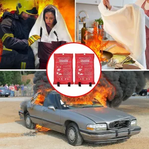 Prepared Hero Emergency Fire Blanket - Fiberglass Blankets Fire Survival Suspension Flames Retardant Extinguisher Great for BBQ Stove Car Garage Office Camping Caravan Safety (4Pcs)