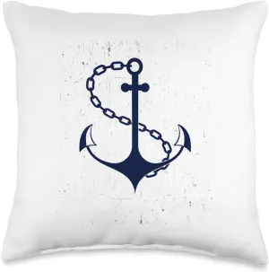 Preppy Nautical Anchor Gifts for Sailors Boaters & Yachting Throw Pillow