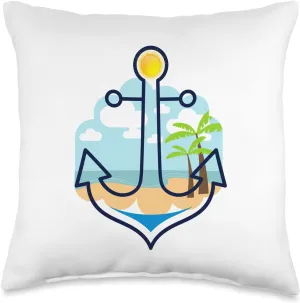 Preppy Nautical Anchor Gifts for Sailors Boaters & Yachting Throw Pillow
