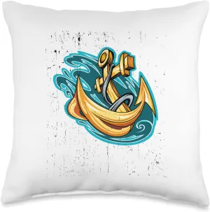 Preppy Nautical Anchor Gifts for Sailors Boaters & Yachting Throw Pillow