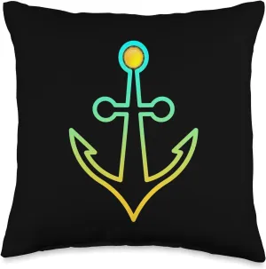 Preppy Nautical Anchor Gifts for Sailors Boaters & Yachting Throw Pillow