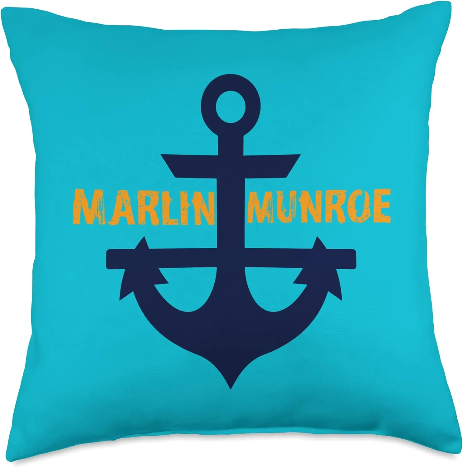 Preppy Nautical Anchor Gifts Sailors Boaters Marlin Munroe Throw Pillow