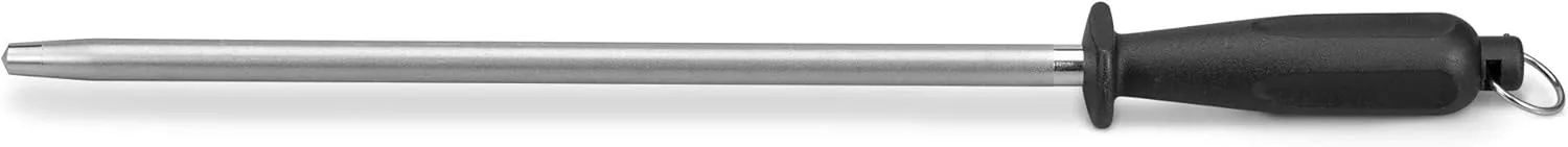 Professional Diamond Brushed Steel Black Knife Sharpening Steel, 12 Inch