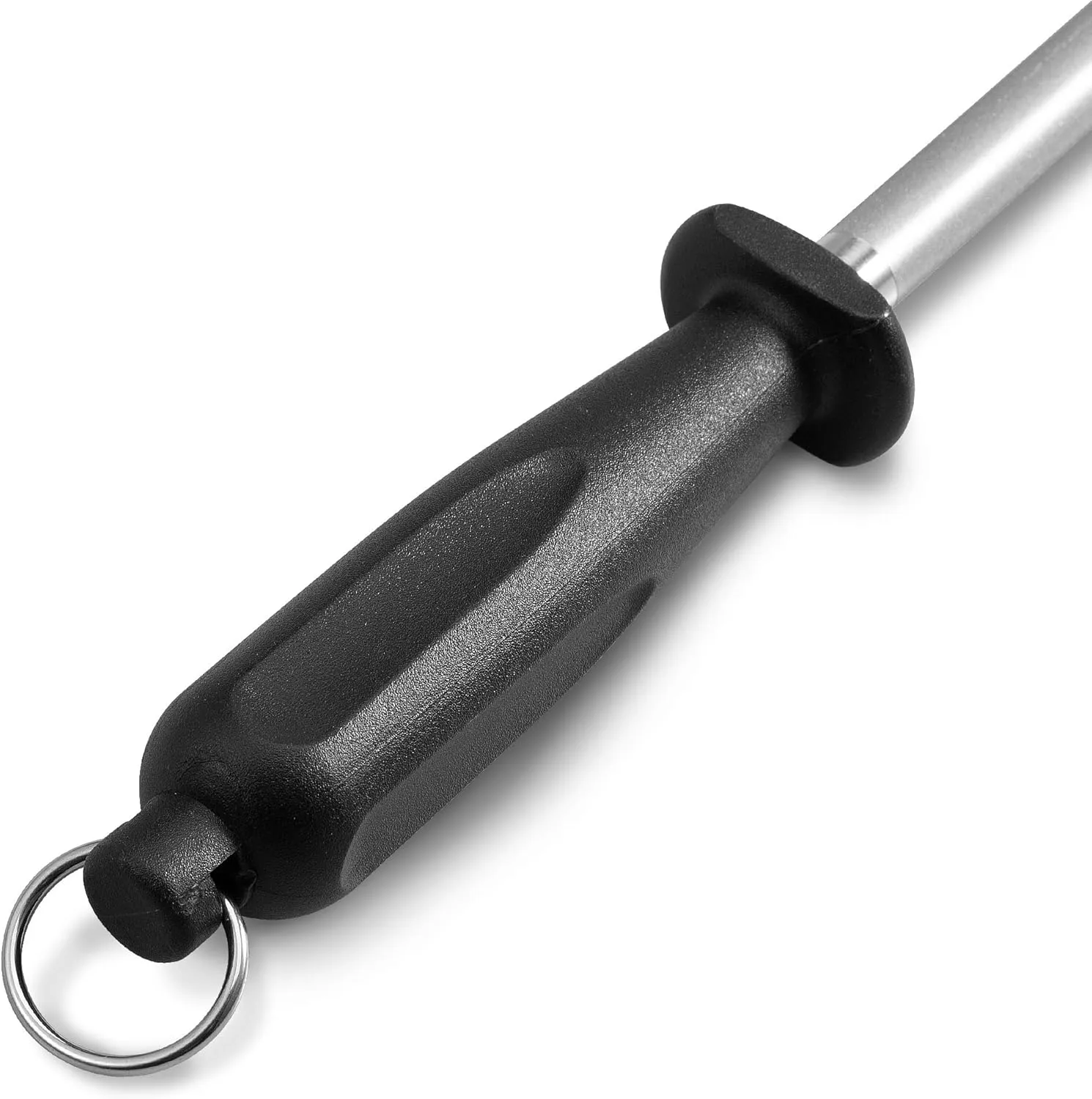 Professional Diamond Brushed Steel Black Knife Sharpening Steel, 12 Inch