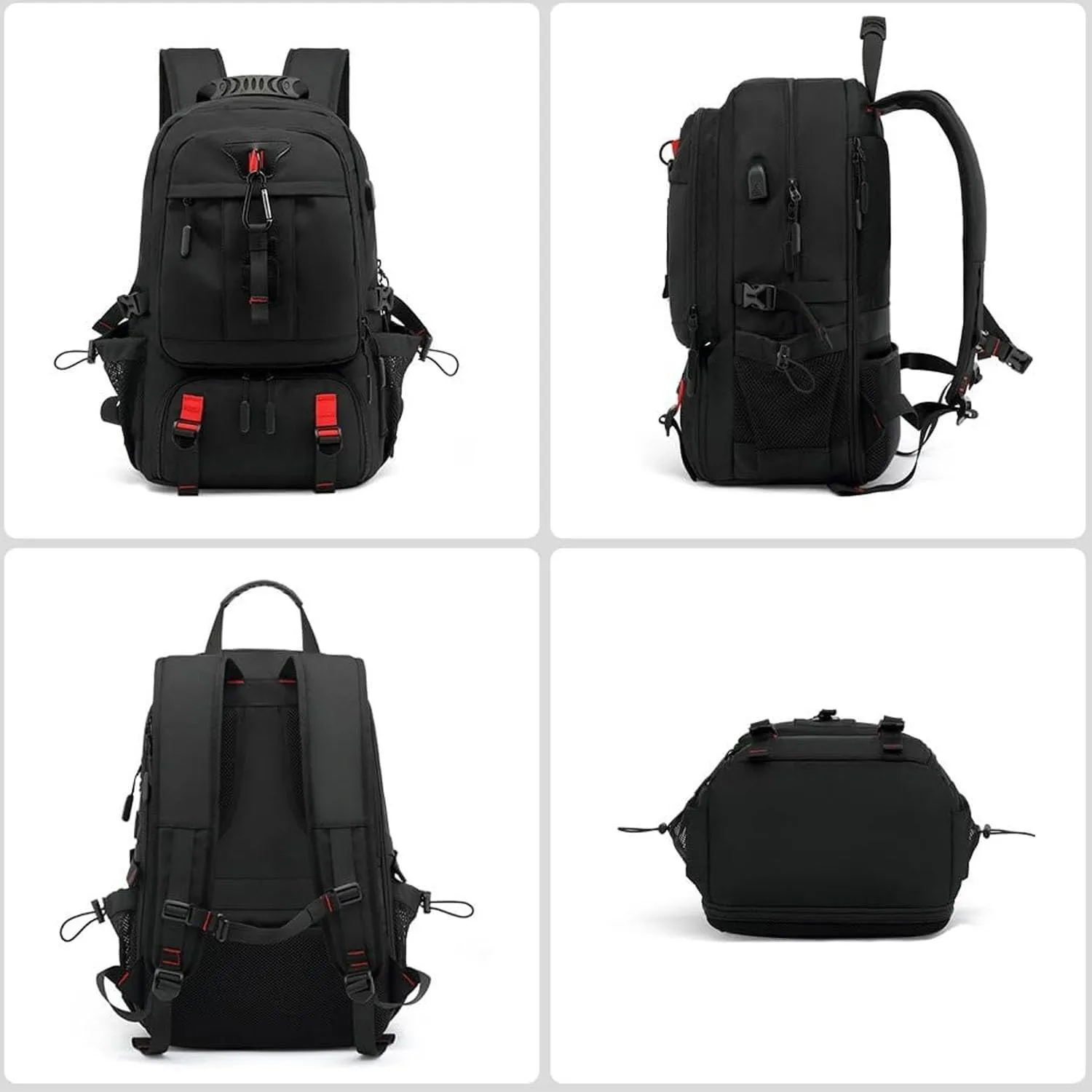 Professional Travel Backpack, Expandable Multifunctional Large Capacity Outdoor Backpack For Hiking Camping(Red,50L)