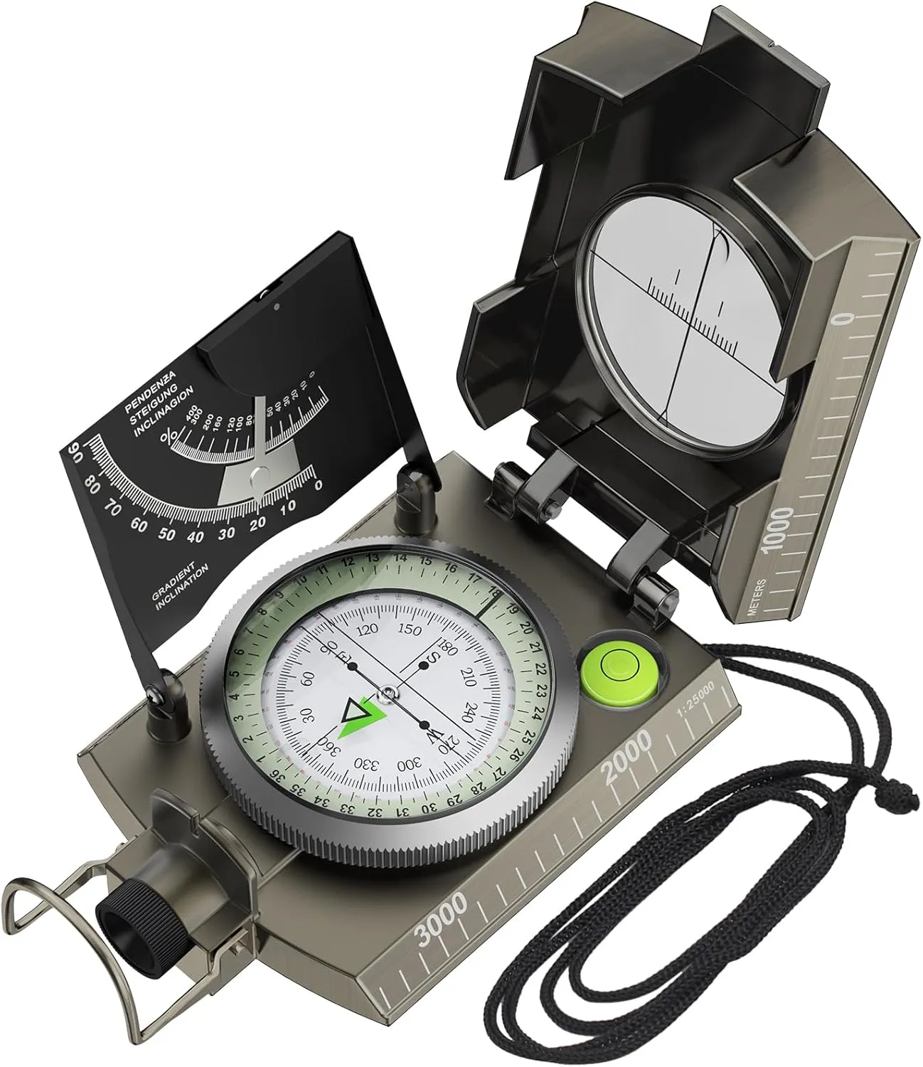 Proster IP65 Compass Hiking Survival - Lensatic Sighting Compass for Camping Navigation, Compass with Clinometer & Carry Bag for Camping Hunting Hiking Geology Activities