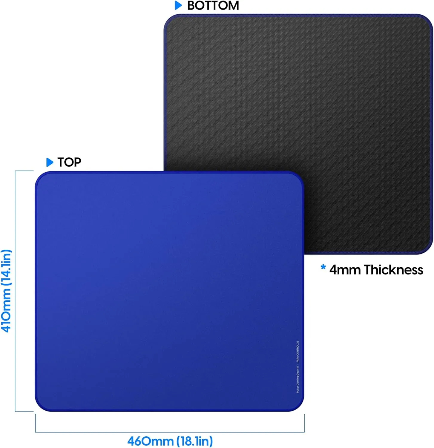 Pulsar - Paracontrol XL Esports Level Premium Gaming Mouse Pad V2 - Medium to High Speed Pad Stitched Edge Durable Hybrid Rubber Top Surface 16 x 18 in (XL, Blue)