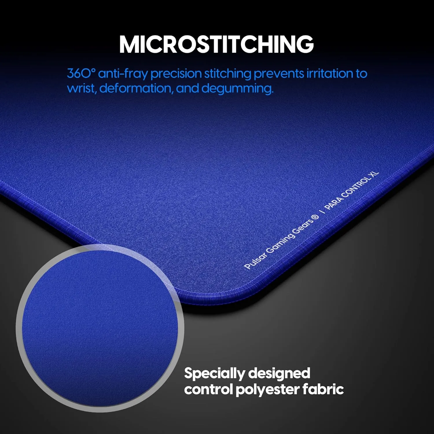 Pulsar - Paracontrol XL Esports Level Premium Gaming Mouse Pad V2 - Medium to High Speed Pad Stitched Edge Durable Hybrid Rubber Top Surface 16 x 18 in (XL, Blue)
